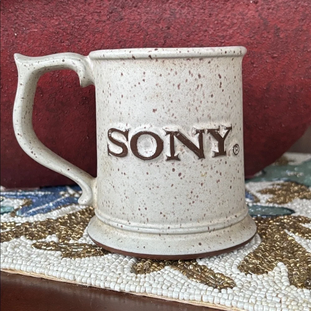 Onion River Pottery Speckled Ceramic Coffee Mug SONY Embossed Rustic Stoneware
